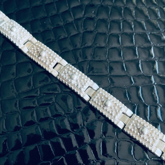 D’MOLINA MEXICO TAXCO STERLING SILVER DOTTED PANEL BRACELET VINTAGE - Picture 7 of 11